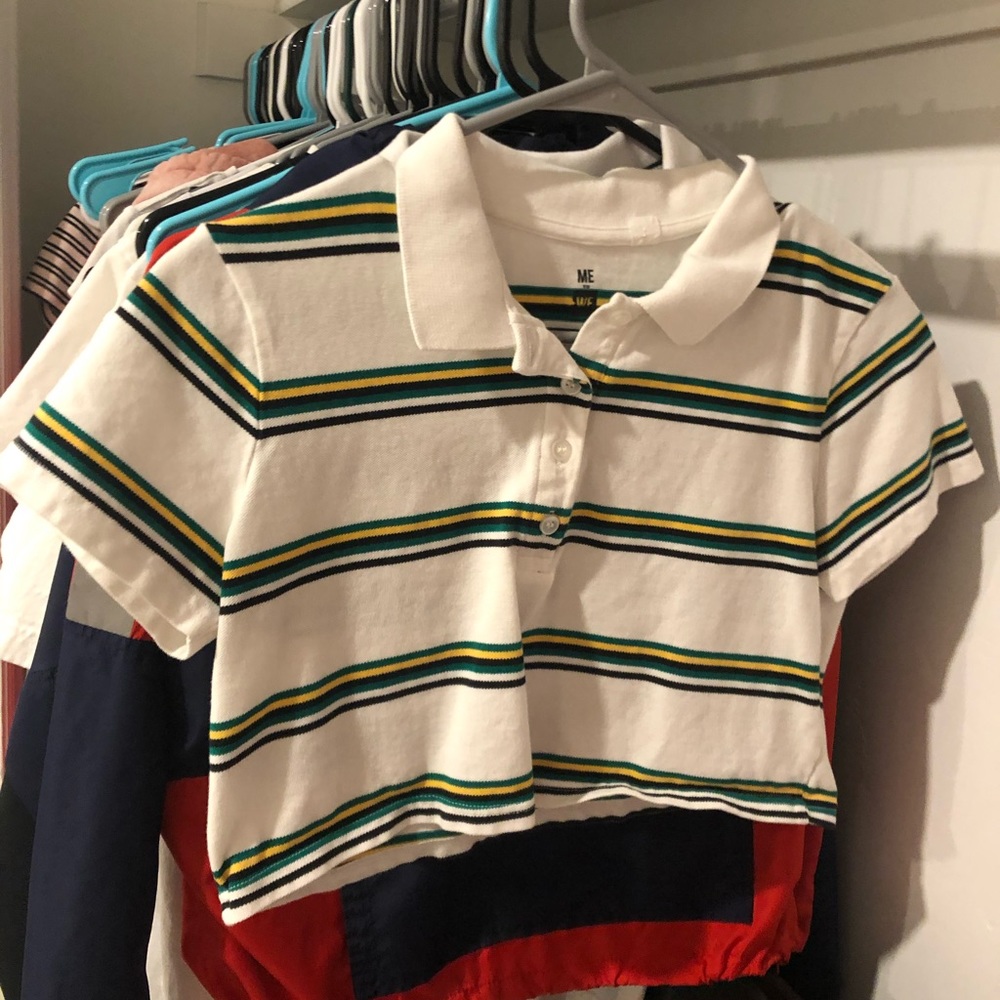 White Green and Yellow Crop Top